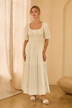 Load image into Gallery viewer, Short Puff Sleeve Polka Dot Poplin Midi Dress 97499