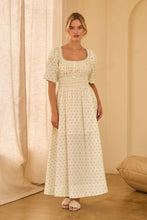 Load image into Gallery viewer, Short Puff Sleeve Polka Dot Poplin Midi Dress 97499