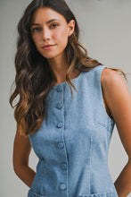 Load image into Gallery viewer, Denim Sleeveless Front Button Dress