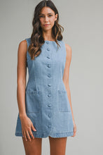 Load image into Gallery viewer, Denim Sleeveless Front Button Dress