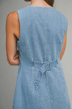 Load image into Gallery viewer, Denim Sleeveless Front Button Dress