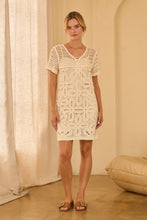 Load image into Gallery viewer, Crochet Mini Dress With Tie