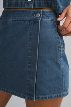 Load image into Gallery viewer, Denim Short Sleeve Collar Shirt And Skort Set