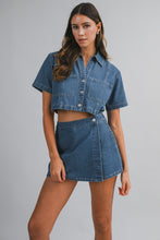 Load image into Gallery viewer, Denim Short Sleeve Collar Shirt And Skort Set