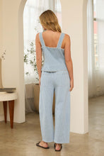 Load image into Gallery viewer, Striped Lace-trim Button Front Top